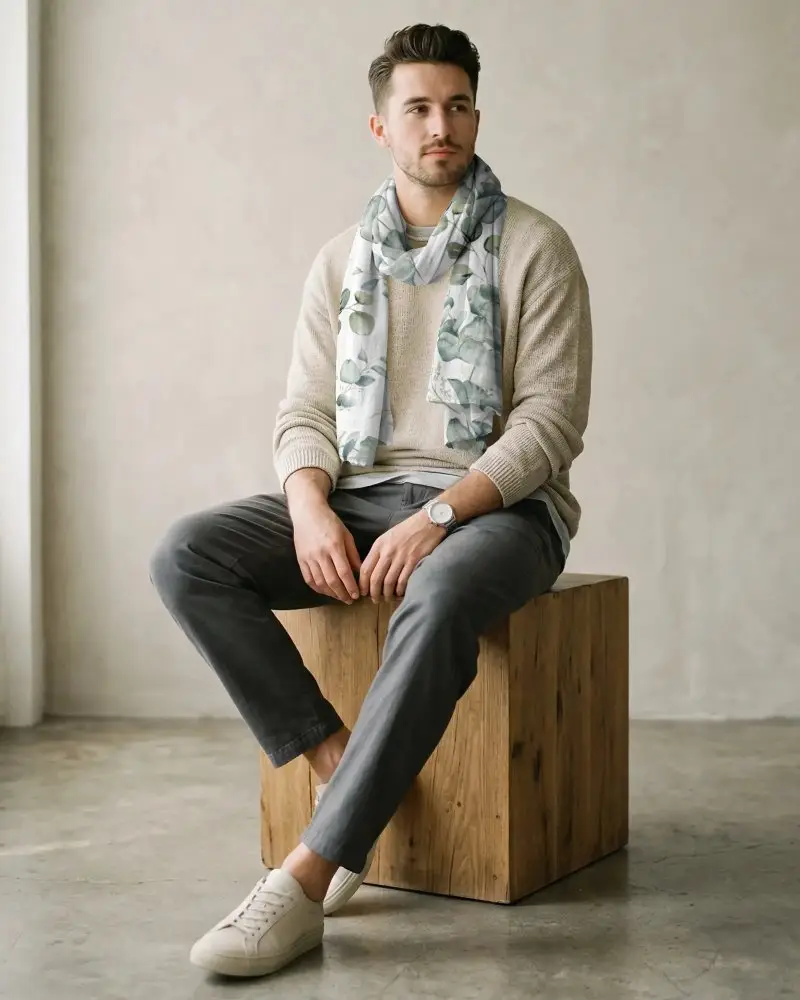 Versatile Mens Scarf Mockup For Cool Weather Accessory Simple Elegant Style Inspiration