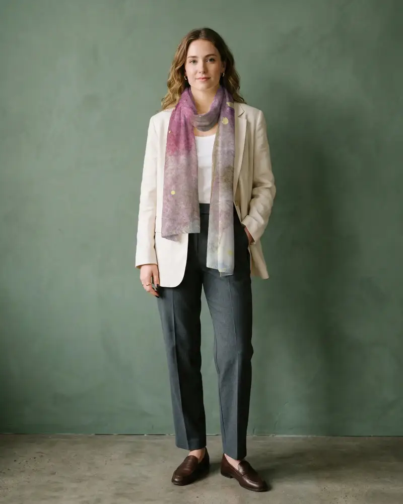 Sophisticated Knitted Scarf Mockup For Women Cold Weather Essential With Smart Casual Attire