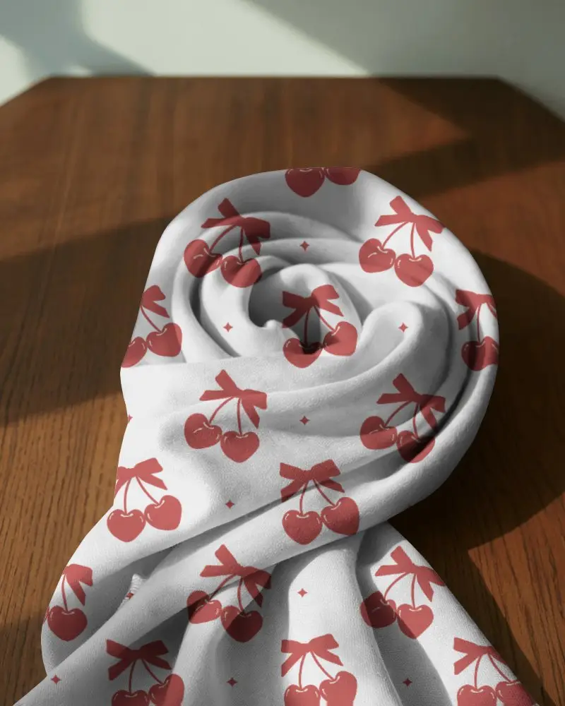 Softly Styled Scarf Mockup Draped On Table With Shadows And Bright Daylight For Warm Aesthetic