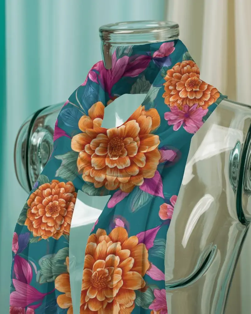 Premium Scarf Mockup Stylish Accessory Arranged On Transparent Display Form With Curtain Backdrop