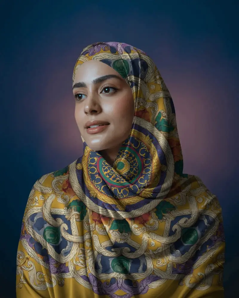 Elegant Silky Hijab Scarf Mockup For Fashion Brands Modern And Luxurious Texture