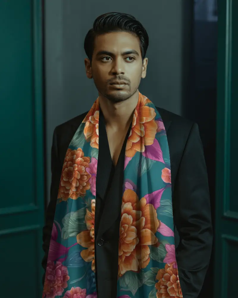 Luxurious Long Smooth Satin Scarf Mockup Mens Fashion Winter Accessory Elegant And Versatile