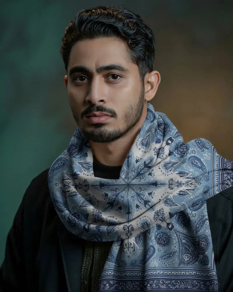 Elegant Mens Scarf Mockup Woolen Winter Accessory Cozy Fashionable Outfit Enhancer