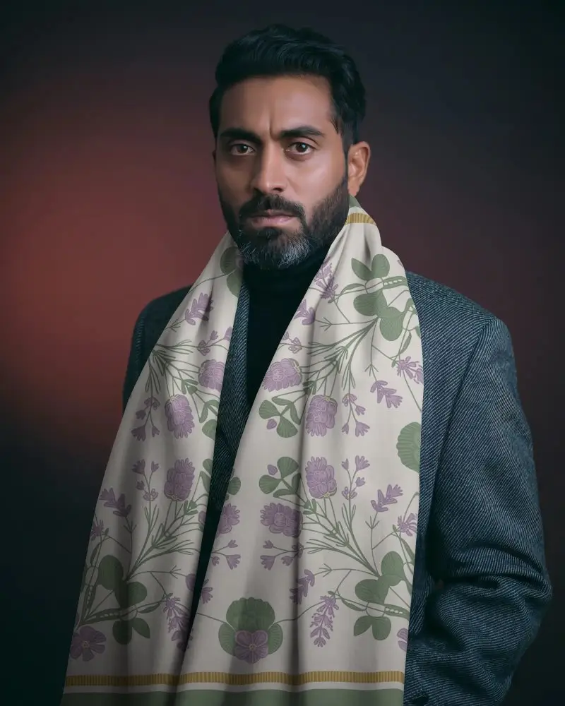 Stylish Mens Winter Scarf Mockup Fashionable Accessory For Warmth And Elegant Outfits