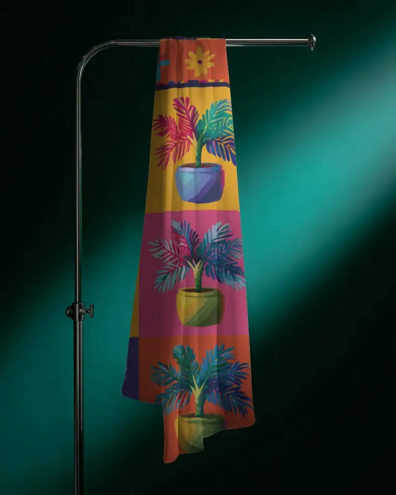 Premium Scarf Mockup Draped Over Modern Stand In Studio Light Photography