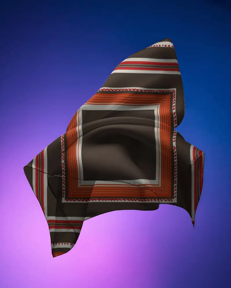 Elegant Scarf Mockup Floating Fabric Shape Against Purple And Blue Gradient Background