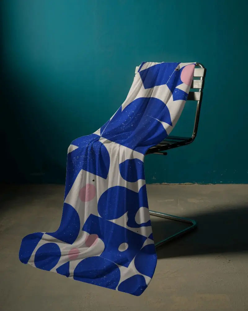 Elegant Scarf Mockup Draped On Metal Chair With Deep Teal Studio Background