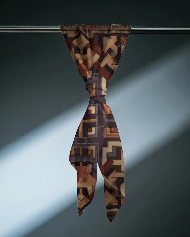 Elegant Scarf Mockup Knotted Display On Metal Rod With Dramatic Spotlight Effect