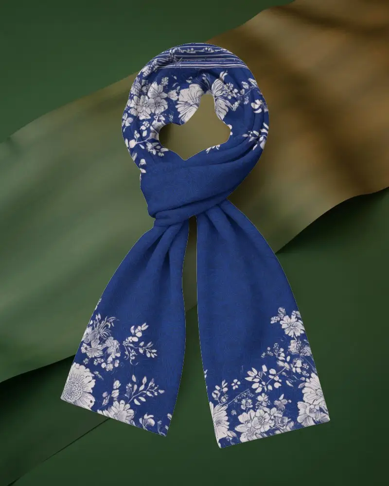 Classic Scarf Mockup Neatly Looped Display Against Modern Earthy Backdrop