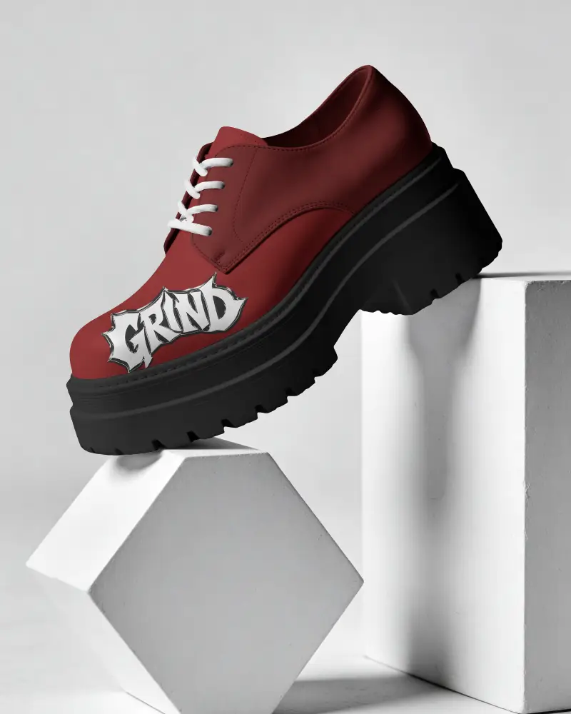 Heavy Duty Lace Up Shoes Mockup With Textured Traction Soles For All Day Comfort Wear