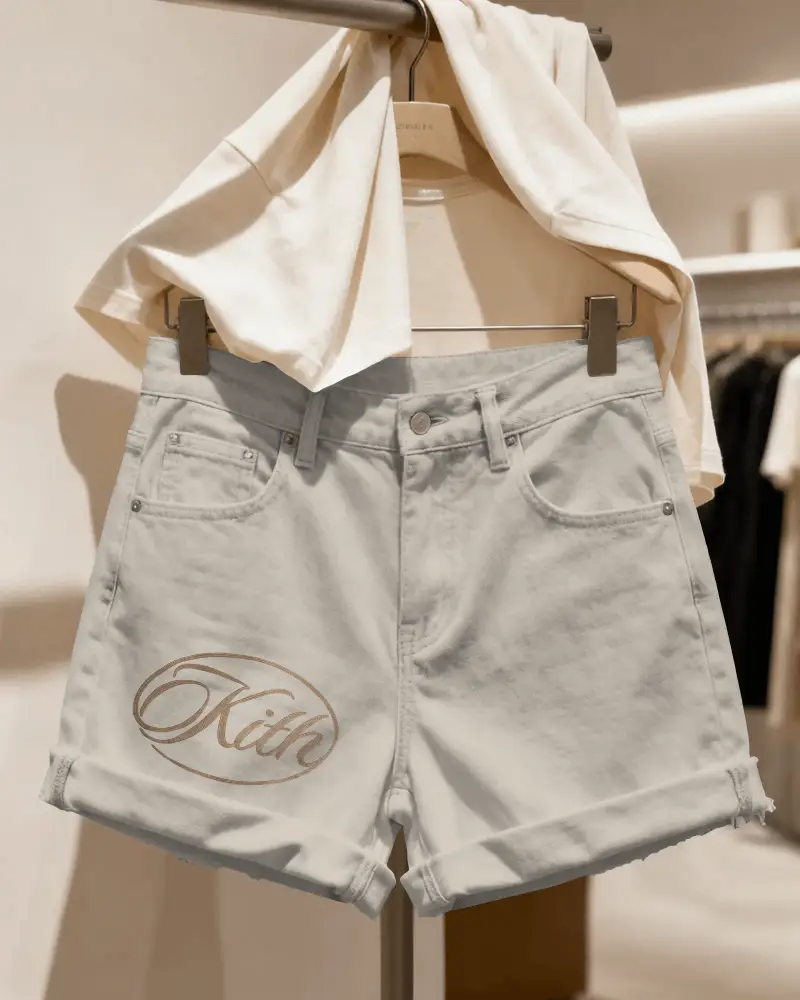 Stylish Casual Womens Denim Shorts Mockup With Rolled Hem Perfect For Summer Outfits