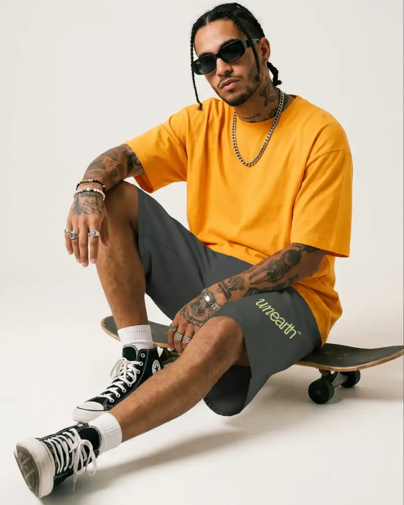 Urban Streetwear Shorts Mockup For Mens Casual Summer Outfits With Comfortable Fit Design