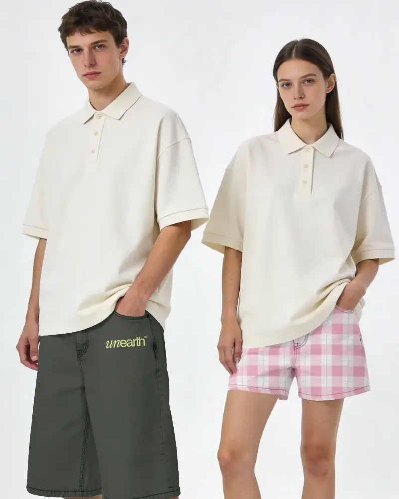 Unisex Comfortable Relaxed Fit Denim Shorts Mockup Casual Summer Wear Stylish Everyday Outfit