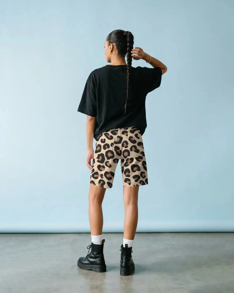 Casual Comfortable High Waisted Mid Length Shorts Mockup With Back Pockets For Summer Style