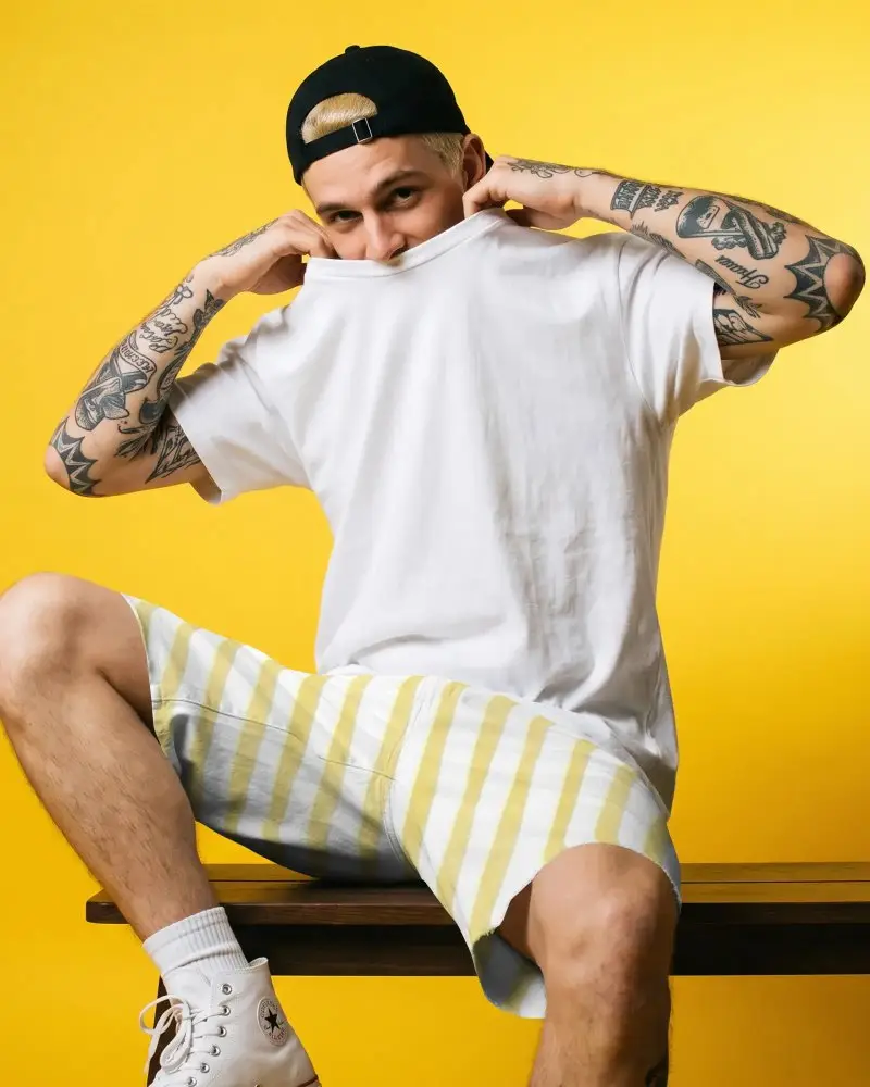 Casual Streetwear Mens Shorts Mockup Comfortable Loose Fit Breathable Fabric Everyday Style