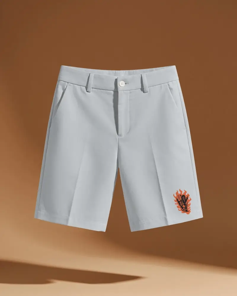 Floating Tailored Shorts Mockup Product Shot With Structured Waistband And Warm Studio