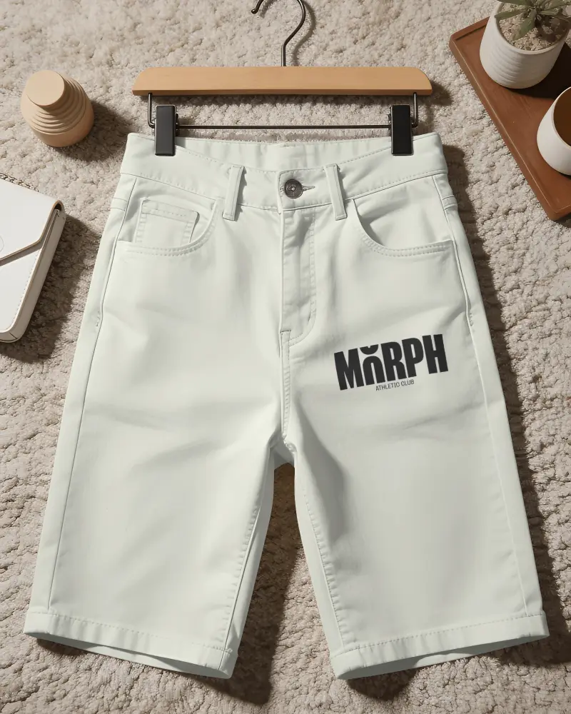 Classic Mid Length Jeans Shorts Mockup With Pocket Details For Everyday Comfort And Style