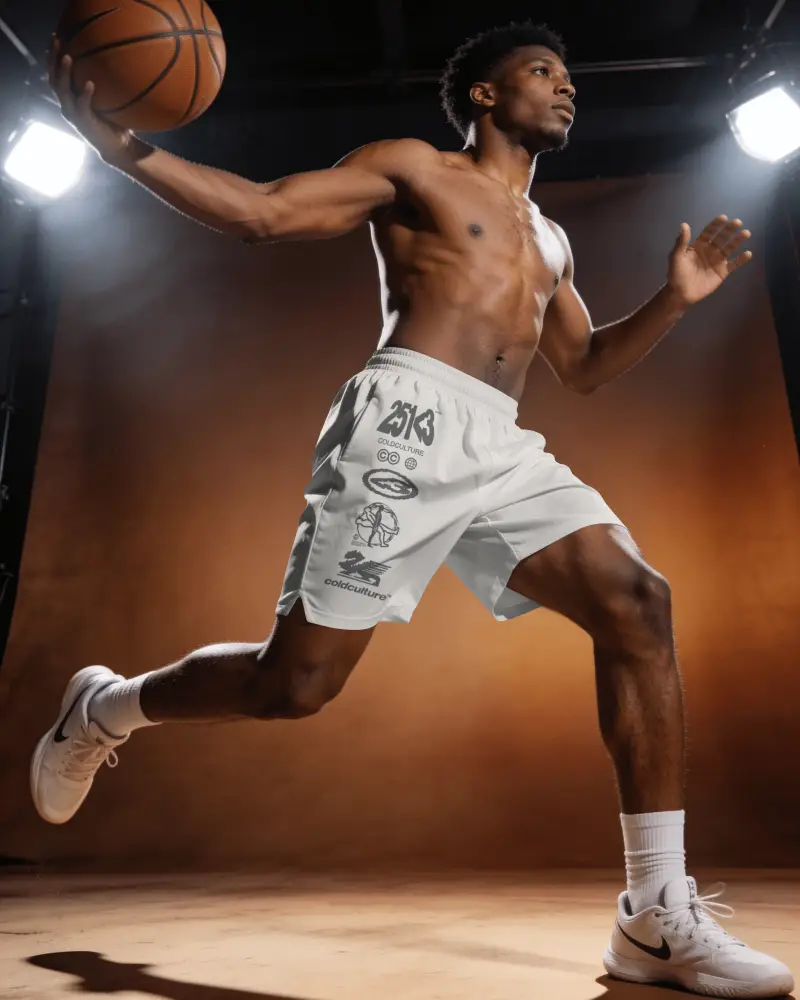 Lightweight Basketball Shorts Mockup With Elastic Waistband For Flexible Movement