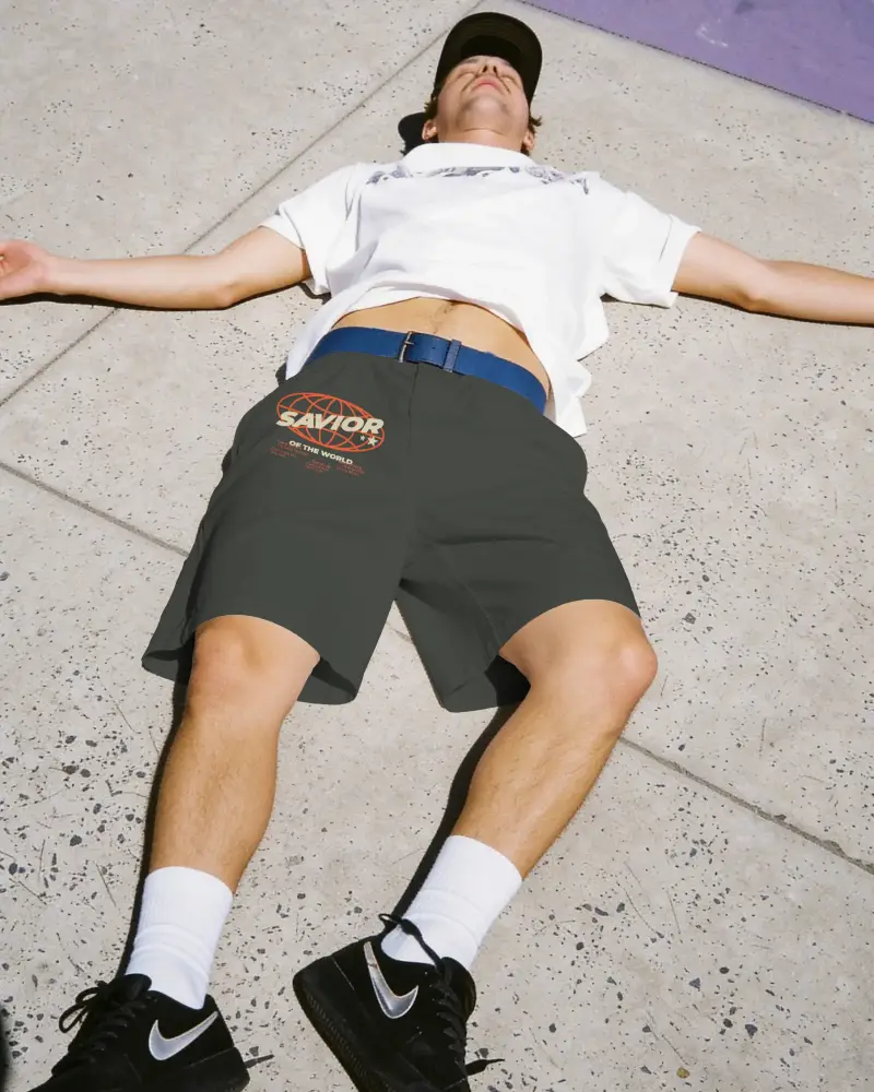 Mens Short Length Loose Fit Shorts Mockup With Stylish Belt Ideal For Summer Casual Outfits