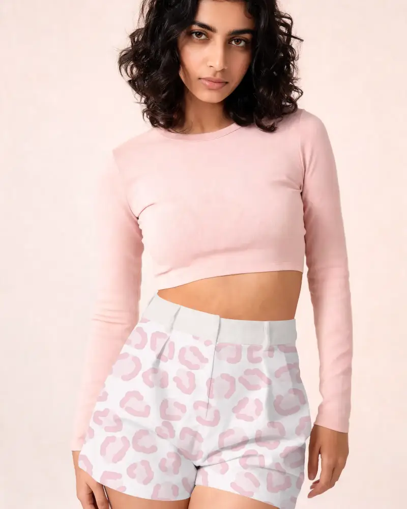 High Waist Women Shorts Mockup Casual Beachwear Comfortable Fashion Trendy Stylish Apparel