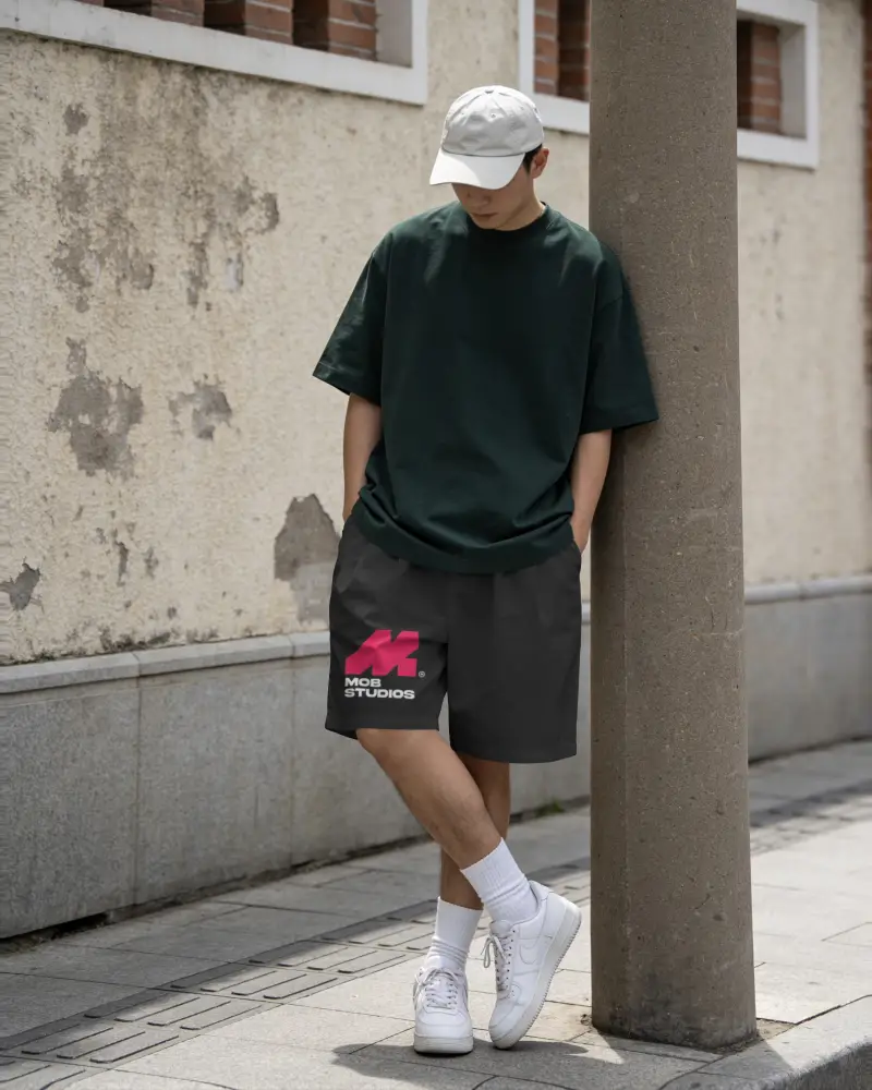 Mens Trendy Relaxed Fit Shorts Mockup For Daily Wear Lightweight Breathable Fabric Stylish Look