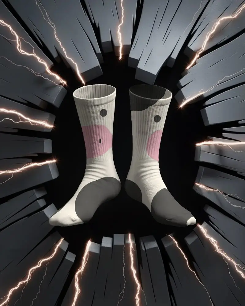 Soft Breathable Crew Length Socks Mockup With Ribbed Texture Perfect For Sport And Casual Use