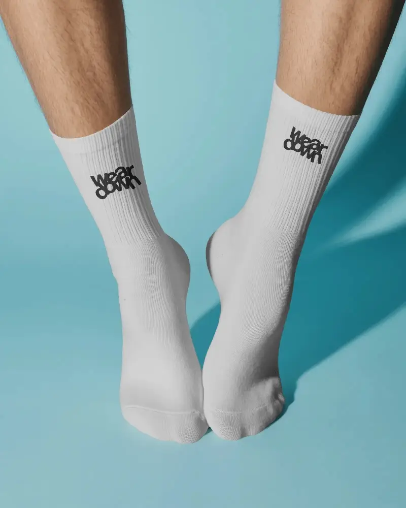 Premium Comfortable Men Crew Socks Mockup Stylish Athletic Wearable Soft Breathable Daily Use