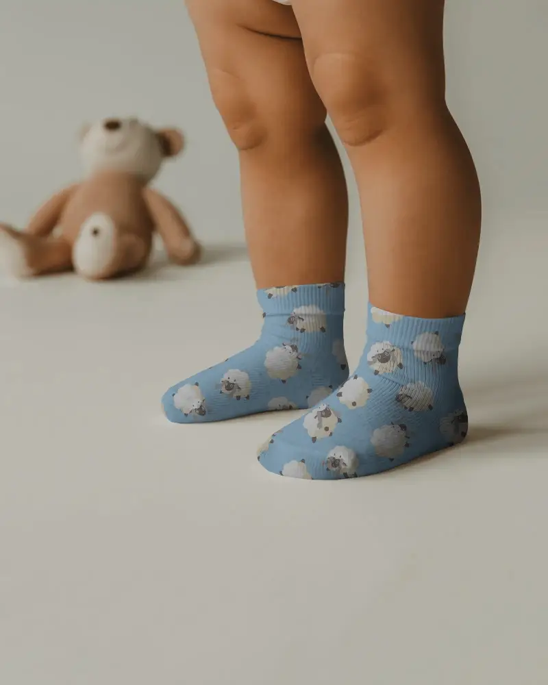 Soft Breathable Kids Socks Mockup Comfortable Cotton Blend Perfect For Toddlers And Infant Wear
