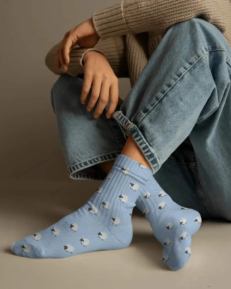 Breathable Textured Knit Crew Socks Mockup Designed For All Day Comfort And Stylish Urban Look