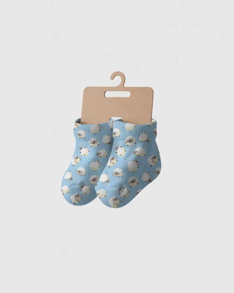 Knitted Toddlers Socks Mockup With Flexible Rings To Keep Socks In Place All Day Long Use