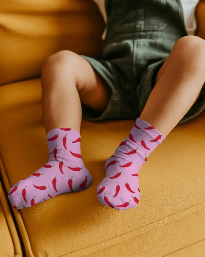Comfortable Breathable Kids Cotton Socks Mockup Perfect For Daily Wear And Active Playtime