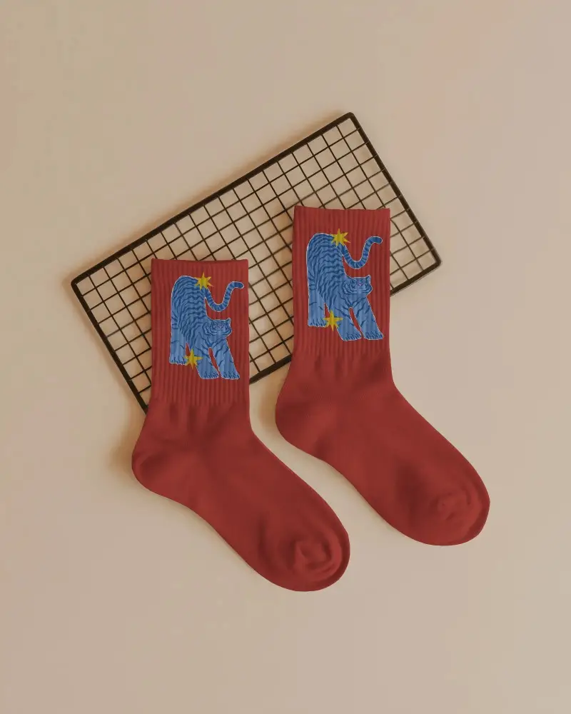 Premium Cotton Comfort Crew Socks Mockup With Ribbed Cuff For Daily Wear And Athletic Use