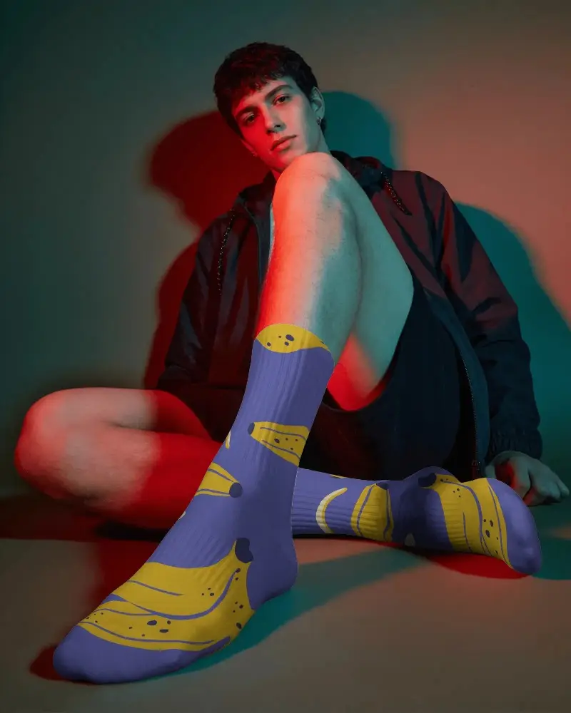 Stylish Casual Socks Mockup With Elastic Arch Support For Enhanced Fit And All Day Comfort Wear