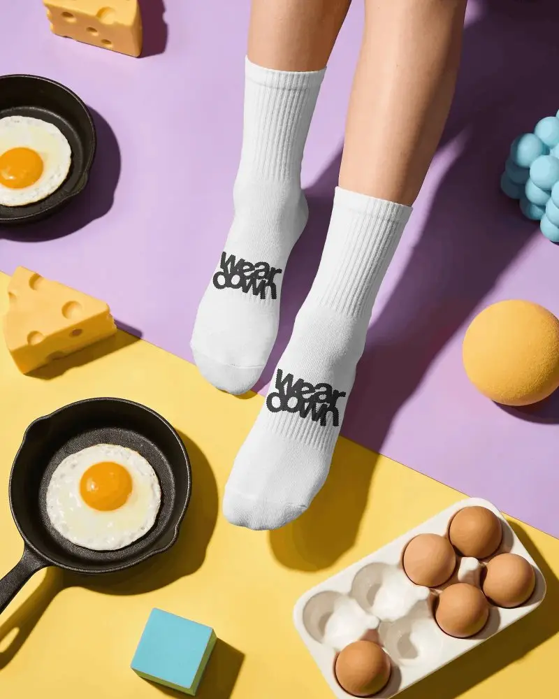 Comfortable Ribbed Cotton Socks Mockup For Everyday Wear And Casual Style With Perfect Fit