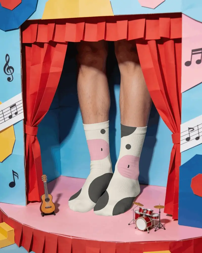 Comfortable Cotton Crew Socks Mockup For Daily Wear With Perfect Fit And Durable Stitching