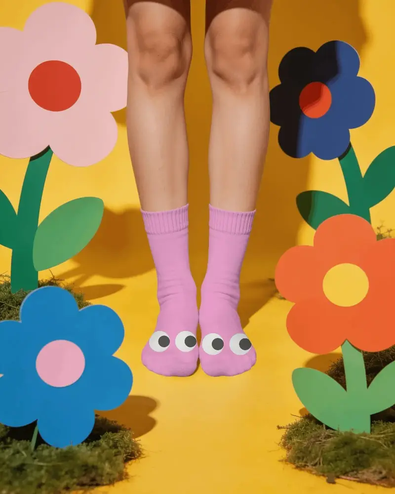 Comfortable Casual Mid Calf Socks Mockup For Daily Wear And Stylish Footwear Enhancement