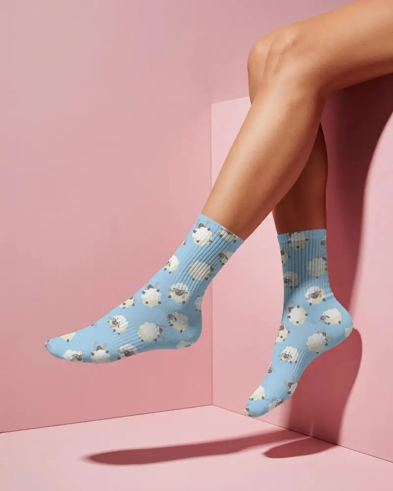 High Quality Comfortable Ribbed Mid Calf Socks Mockup Perfect For Casual And Sporty Looks