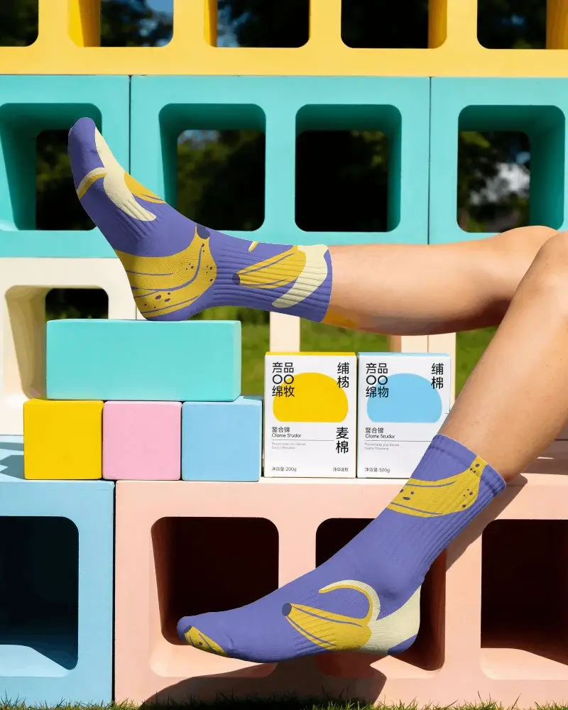 Comfortable Ribbed Socks Mockup For Casual And Sporty Wear High Quality Soft Fabric Design