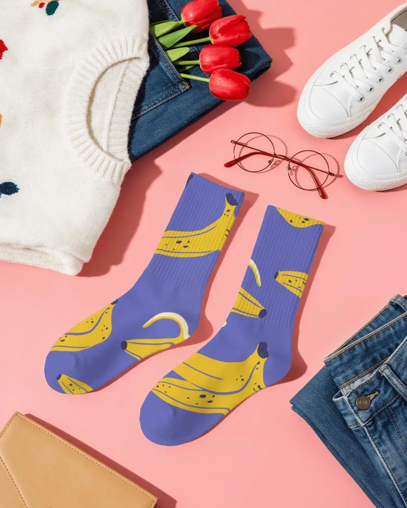 Spring Fashion Socks Mockup With Ribbed Pair Centered Among Denim Sneakers Tulips And Eyewear