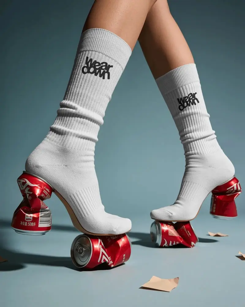 Comfortable Ribbed Knee High Socks Mockup Fashion Statement With Innovative Recycled Material Heels
