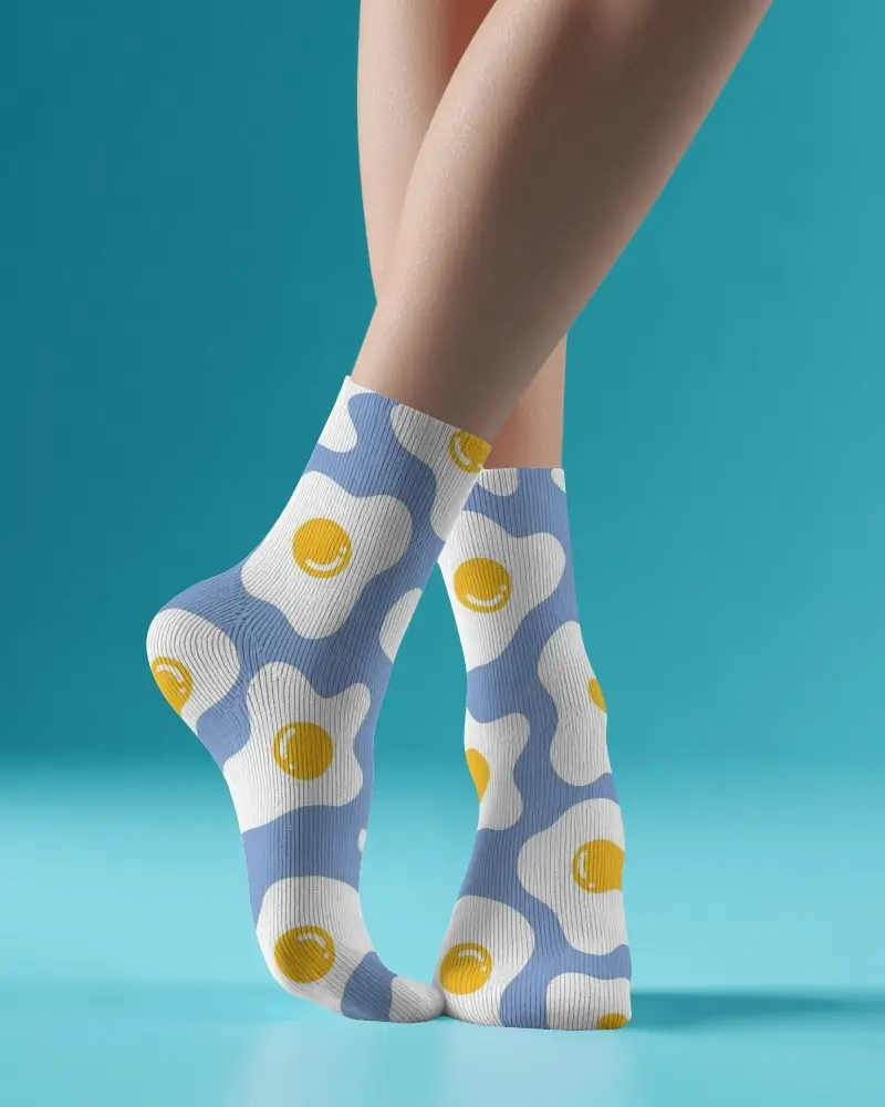 Ankle Socks Mockup Female Model Standing On Toes Clean Studio Lifestyle Shot