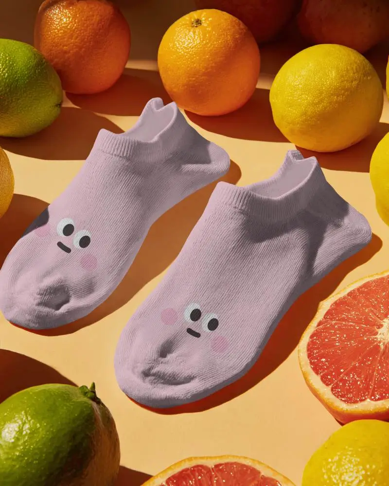 Ankle Socks Mockup Flat Lay With Fresh Fruit Creative Lifestyle Product Shot