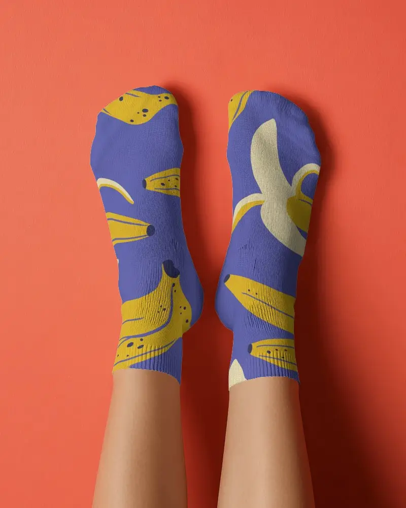 Lifestyle Socks Mockup Bottom View Model Legs Minimal Studio Setting