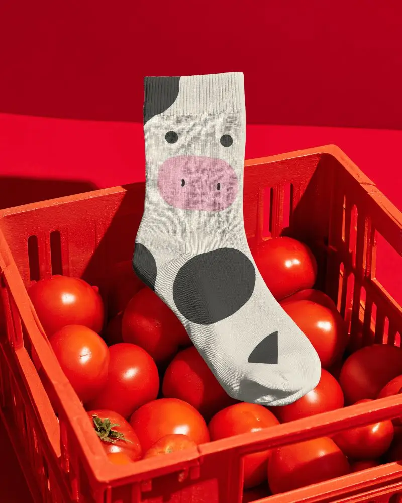 Crew Socks Mockup Placed In Produce Crate Creative Editorial Product Styling