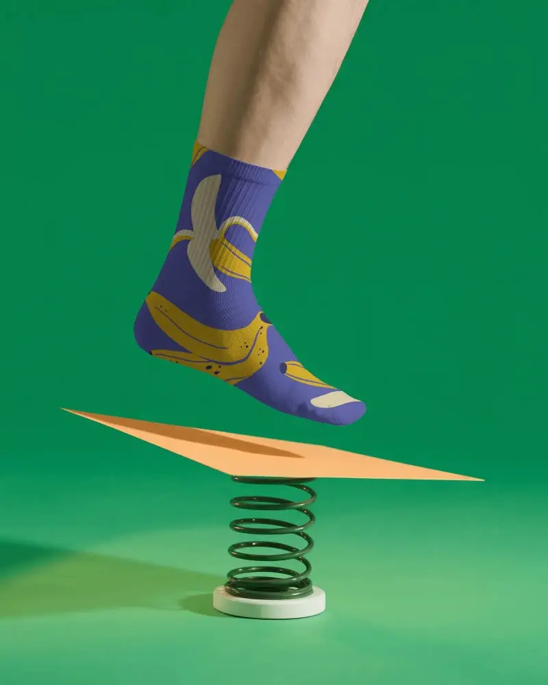 Comfortable Ribbed Crew Socks Mockup Perfect For Everyday Wear With Durable Knit Pattern