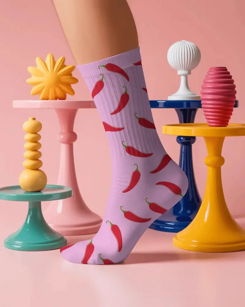 Comfortable Ribbed Crew Socks Mockup For Casual Wear And Daily Activities With Breathable Material