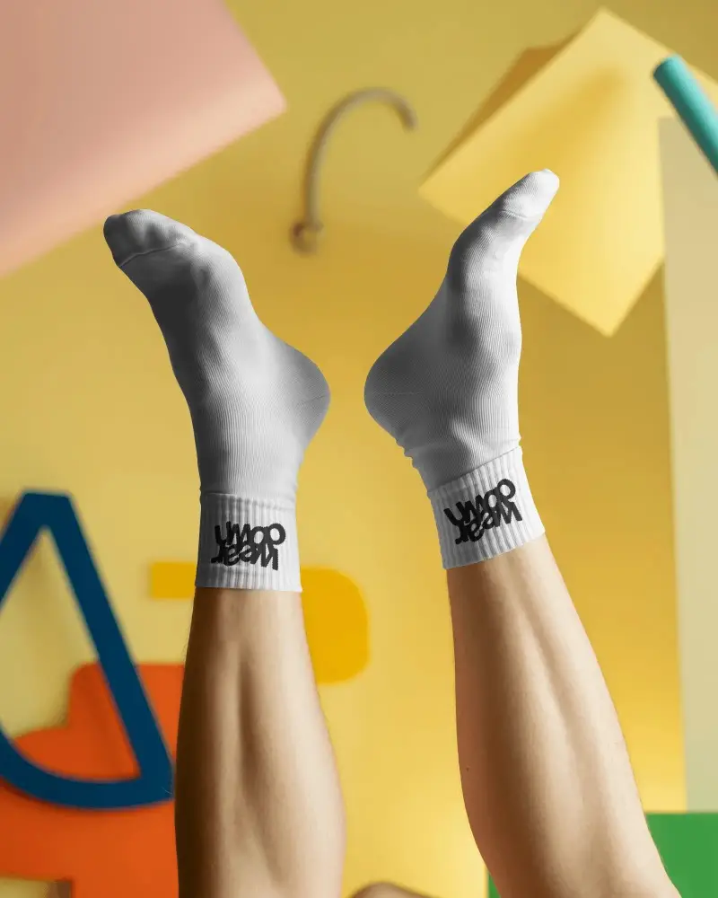 Comfortable Cotton Blend Crew Mockup Socks For Daily Wear And Casual Outfit Combinations