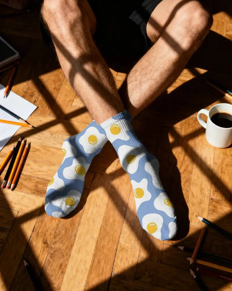 Soft Stretchable Crew Socks Mockup Or Men With Reinforced Toe And Heel For Long Lasting Use