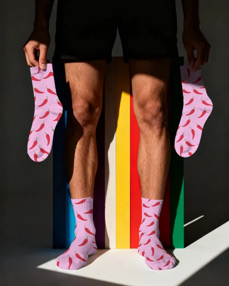 Men Crew Length Socks Mockup With Soft Fabric And Perfect Fit For Sports And Casual