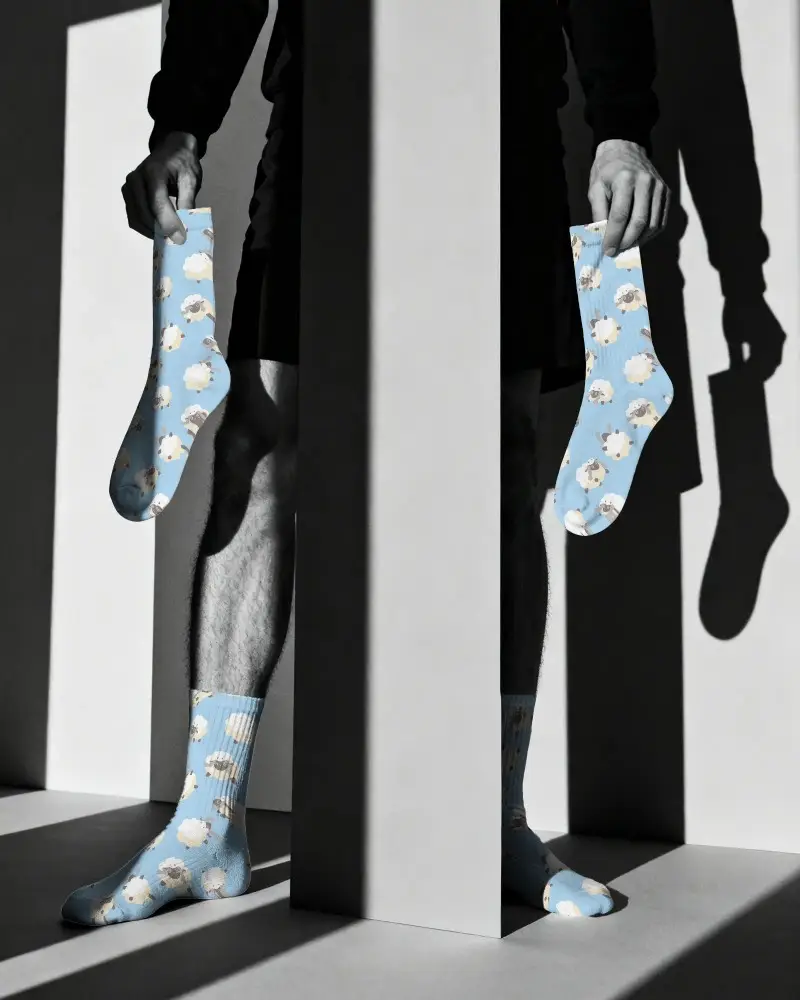 Classic Casual Crew Socks Mockup For Men Versatile Soft Fabric Ideal For Sports Casual Occasions